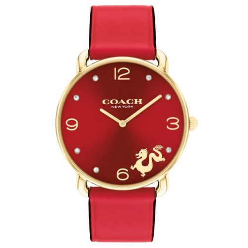 coach elliot lunar new year red sunray dial leather strap watch 36mm 14504239 1 20404323 hxc6628c35 1