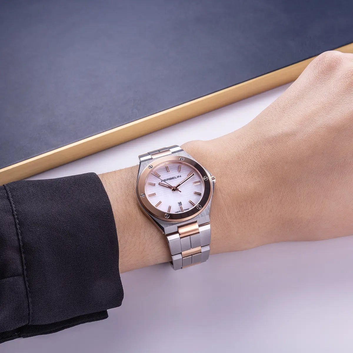 herbelin cap camarat two tone womans watch 14545btr19 422766